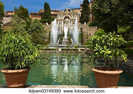 Stock Image - "The Organ Fountain, 1566, Villa d'Este, UNESCO World Heritage Site, Tivoli, Lazio, Italy, Europe". Fotosearch