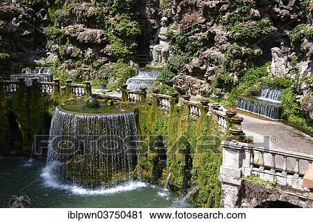 Stock Image - "The Oval Fountain or Ovato-Fountain, 1567, Villa d'Este, UNESCO World Heritage Site, Tivoli, Lazio, Italy, Europe". Fotosearch