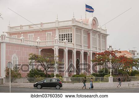 Stock Image - "The Palacio do Povo building from the colonial period, Mindelo, Sao Vicente island, Cape Verde, Africa". Fotosearch