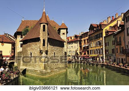 Stock Image - "The Palais de l'Isle in the River Thiou, Annecy, Haute-Savoie, Rhone-Alpes region, France, Europe". Fotosearch