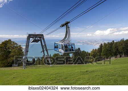 Picture - "The Pfaenderbahn ropeway from Bregenz on Lake Constance to the summit of Mt. Pfander, Bregenz, Vorarlberg, Austria, Europe". Fotosearch