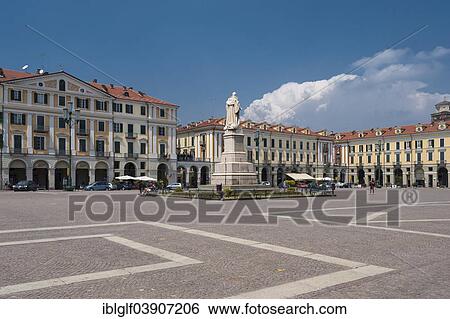 Stock Photograph - "The Piazza Tancredi Galimberti or Galimberti square, Cuneo, Piedmont, Italy, Europe". Fotosearch