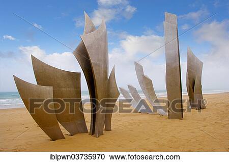 "The Polynational Second World War memorial """"Les Braves"""" by Anilore Banon, 2004, Omaha Beach, Laurent-sur-Mer, Normandy, France, Europe" View Large Photo Image Stock Image - "The Polynational Second World War memorial """"Les Braves"""" by Anilore Banon, 2004, Omaha Beach, Laurent-sur-Mer, Normandy, France, Europe". Fotosearch