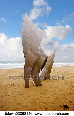 "The Polynational Second World War memorial """"Les Braves"""" by Anilore Banon, 2004, Omaha Beach, Laurent-sur-Mer, Normandy, France, Europe" View Large Photo Image Stock Photograph - "The Polynational Second World War memorial """"Les Braves"""" by Anilore Banon, 2004, Omaha Beach, Laurent-sur-Mer, Normandy, France, Europe". Fotosearch