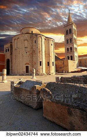 "The pre-Romanesque Byzantine St Donat's Church and the Campanile bell tower of the St Anastasia Cathedral, Zadar, Croatia, Europe" View Large Photo Image Picture - "The pre-Romanesque Byzantine St Donat's Church and the Campanile bell tower of the St Anastasia Cathedral, Zadar, Croatia, Europe". Fotosearch