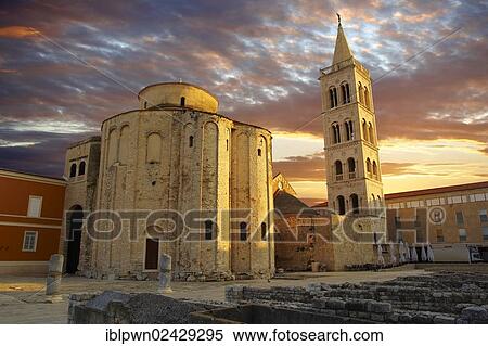 "The pre-Romanesque Byzantine St Donat's Church and the Campanile bell tower of St Anastasia Cathedral, Zadar, Croatia, Europe" View Large Photo Image Stock Photography - "The pre-Romanesque Byzantine St Donat's Church and the Campanile bell tower of St Anastasia Cathedral, Zadar, Croatia, Europe". Fotosearch