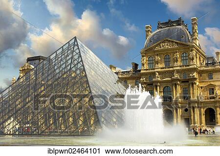 Stock Image - "The Pyramid entrance of the Louvre, Paris, France, Europe". Fotosearch