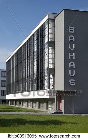 Stock Photography - "The reconstructed Bauhaus building, Bauhaus, Dessau, Saxony-Anhalt, Germany, Europe". Fotosearch