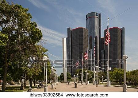 "The Renaissance Center and General Motors' headquarters, from Hart Plaza, Detroit, Michigan, United States, North America" View Large Photo Image Picture - "The Renaissance Center and General Motors' headquarters, from Hart Plaza, Detroit, Michigan, United States, North America". Fotosearch