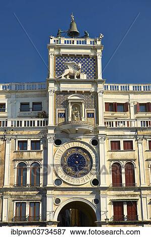 Stock Photo - "The renaissance clock tower of Torre dell' Orologio, Saint Mark's Square, Venice, Veneto Region, Italy, Europe". Fotosearch