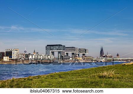 "The Rhine with Rheinauhafen harbour and the Crane Houses, Cologne, North Rhine-Westphalia, Germany, Europe" View Large Photo Image Stock Photography - "The Rhine with Rheinauhafen harbour and the Crane Houses, Cologne, North Rhine-Westphalia, Germany, Europe". Fotosearch