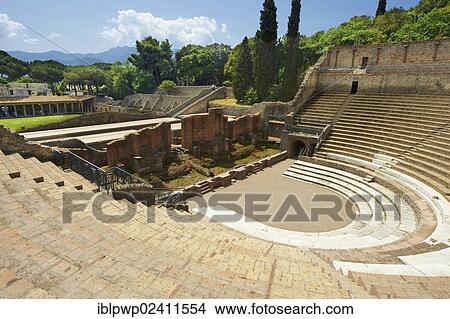 The Roman Great Theatre of Pompeii, seating up to 5000 spectators the theatre was originally built in Hellenistic time, 200-150 B. C, Italy, Europe View Large Photo Image Picture - The Roman Great Theatre of Pompeii, seating up to 5000 spectators the theatre was originally built in Hellenistic time, 200-150 B. C, Italy, Europe. Fotosearch