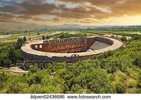 Stock Photograph - "The Roman Theatre of Aspendos, built in 155 AD, Turkey, Asia Minor, Asia". Fotosearch