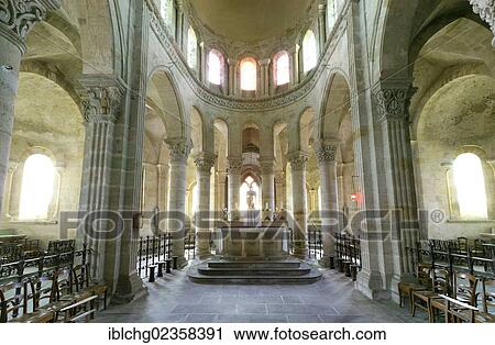 Stock Image - "The Romanesque church of Saint-Menoux, Bourbonnais, Allier, Auvergne, France, Europe". Fotosearch