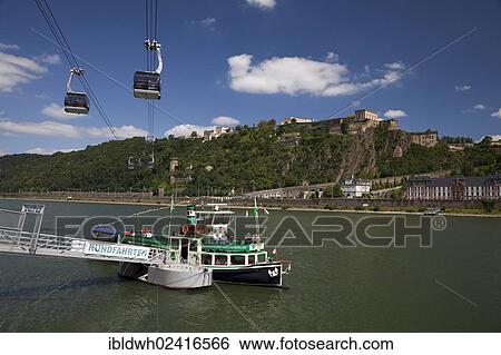 The Ropeway and a jetty on the Rhine river, Ehrenbreitstein Castle at the back, Koblenz, Rhineland-Palatinate, Germany, Europe, PublicGround, Europe View Large Photo Image Stock Photograph - The Ropeway and a jetty on the Rhine river, Ehrenbreitstein Castle at the back, Koblenz, Rhineland-Palatinate, Germany, Europe, PublicGround, Europe. Fotosearch