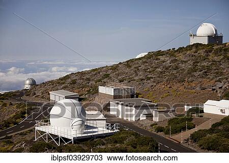 Stock Image - "The Roque-de-los Muchachos Observatory on the slope of the Roque de los Muchachos, La Palma, Canary Islands, Spain, Europe". Fotosearch