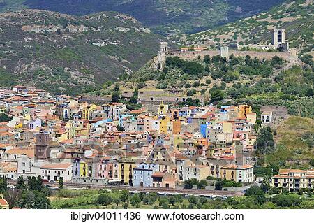 "The ruined castle of Malaspina dominates the historic centre, Bosa, Oristano Province, Sardinia, Italy, Europe" View Large Photo Image Stock Photograph - "The ruined castle of Malaspina dominates the historic centre, Bosa, Oristano Province, Sardinia, Italy, Europe". Fotosearch