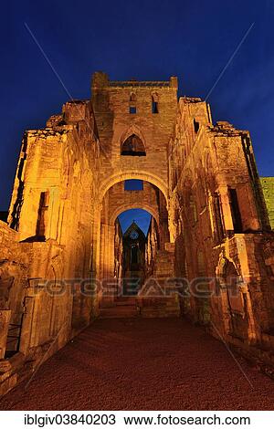 Stock Image - "The ruins of Jedburgh Abbey, Augustinian monastery, 12th century, Jedburgh, Scottish Borders, Scotland, United Kingdom, Europe". Fotosearch