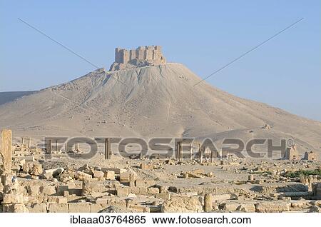 "The ruins of the ancient city Palmyra in front of a medieval fortress, Qala'at Ibn Maan or Palmyra Castle or Fakhr-al-Din al-Maani Castle, Tadmur, Palmyra District, Homs Governorate, Syria, Asia" View Large Photo Image Stock Photography - "The ruins of the ancient city Palmyra in front of a medieval fortress, Qala'at Ibn Maan or Palmyra Castle or Fakhr-al-Din al-Maani Castle, Tadmur, Palmyra District, Homs Governorate, Syria, Asia". Fotosearch