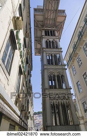 The Santa Justa Lift, Elevador de Santa Justa, Carmo Lift, Elevador do Carmo, Rua de Santa Justa, Lisboa, Lisbon, Portugal, Europe View Large Photo Image Stock Image - The Santa Justa Lift, Elevador de Santa Justa, Carmo Lift, Elevador do Carmo, Rua de Santa Justa, Lisboa, Lisbon, Portugal, Europe. Fotosearch