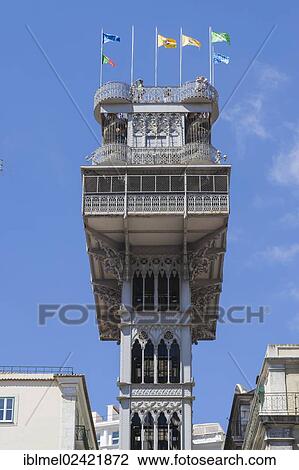 The Santa Justa Lift, Elevador de Santa Justa, Carmo Lift, Elevador do Carmo, Rua de Santa Justa, Lisboa, Lisbon, Portugal, Europe View Large Photo Image Stock Image - The Santa Justa Lift, Elevador de Santa Justa, Carmo Lift, Elevador do Carmo, Rua de Santa Justa, Lisboa, Lisbon, Portugal, Europe. Fotosearch