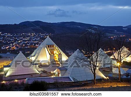 "The Sauerland Pyramids at dusk, Lennestadt, North Rhine-Westphalia, Germany, Europe" View Large Photo Image Stock Photo - "The Sauerland Pyramids at dusk, Lennestadt, North Rhine-Westphalia, Germany, Europe". Fotosearch