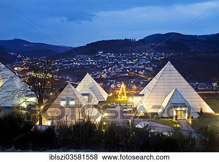 "The Sauerland Pyramids at dusk, Lennestadt, North Rhine-Westphalia, Germany, Europe" View Large Photo Image Stock Photo - "The Sauerland Pyramids at dusk, Lennestadt, North Rhine-Westphalia, Germany, Europe". Fotosearch