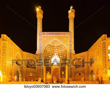 "The Shah Mosque, or Imam Mosque, or Jameh Abbasi Mosque, at night, on Maydan-e Imam, or Maydan-e Shah or Maydan-e Naqsh-e Jahan, or Imam Square, Naghshe Jahan, Isfahan, Iran, Asia" View Large Photo Image Stock Image - "The Shah Mosque, or Imam Mosque, or Jameh Abbasi Mosque, at night, on Maydan-e Imam, or Maydan-e Shah or Maydan-e Naqsh-e Jahan, or Imam Square, Naghshe Jahan, Isfahan, Iran, Asia". Fotosearch