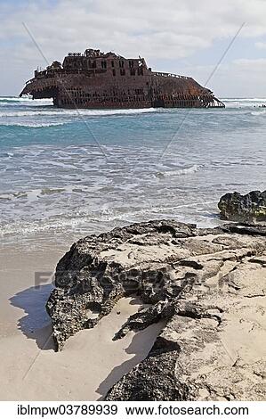 "The shipwreck of the Spanish freighter Cabo Santa Maria, rusting off Praia de Boa Esperanca Beach, on the north coast of the island of Boa Vista, Cape Verde, Republic of Cabo Verde, Africa" View Large Photo Image Stock Photo - "The shipwreck of the Spanish freighter Cabo Santa Maria, rusting off Praia de Boa Esperanca Beach, on the north coast of the island of Boa Vista, Cape Verde, Republic of Cabo Verde, Africa". Fotosearch