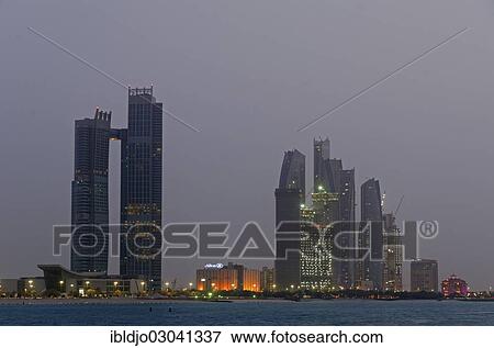 "The skyline of Abu-Dhabi at dusk, Abu Dhabi, United Arab Emirates, Asia" View Large Photo Image Stock Photo - "The skyline of Abu-Dhabi at dusk, Abu Dhabi, United Arab Emirates, Asia". Fotosearch