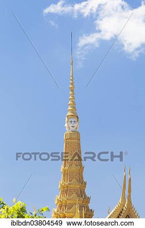 Stock Photo - "The spire of the Throne Hall, Royal Palace, Phnom Penh, Cambodia, Asia". Fotosearch