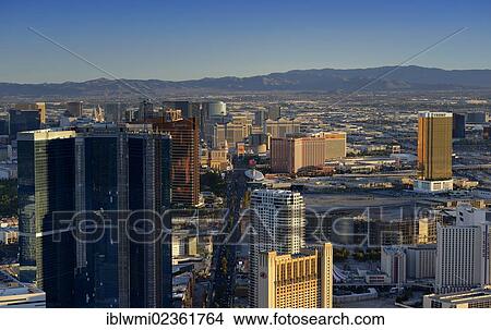 Picture - "The Strip, Bellagio luxury hotel, Ceasars Palace, Trump Tower, Treasure Island, The Venetian, Encore, Las Vegas, Nevada, United States of America, USA, PublicGround". Fotosearch