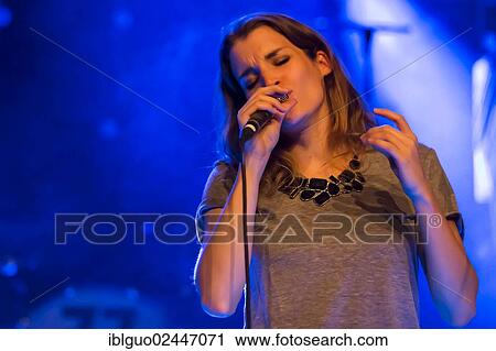 Stock Image - "The Swiss singer-songwriter Lina Button, performing live at the Schueuer in Lucerne, Switzerland, Europe". Fotosearch