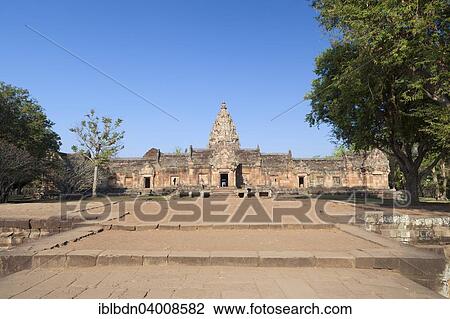 Stock Image - "The terrace and the eastern gallery of Prasat Hin Phanom Rung temple, Phanom Rung historical park, Buriram province, Thailand, Asia". Fotosearch