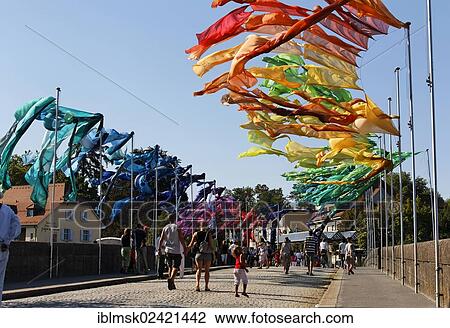 The third Brueckensensationen street theatre festival, installation with foulards by Rud Witt on the Rheinbruecke bridge, Rheinfelden - Baden, Baden-Wuerttemberg, Germany, Europe View Large Photo Image Stock Image - The third Brueckensensationen street theatre festival, installation with foulards by Rud Witt on the Rheinbruecke bridge, Rheinfelden - Baden, Baden-Wuerttemberg, Germany, Europe. Fotosearch