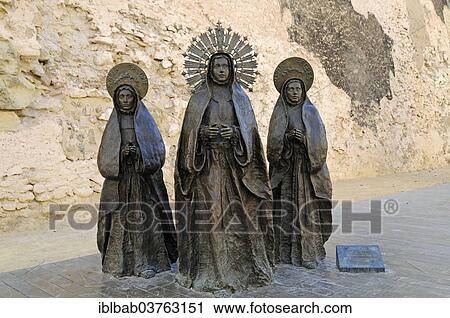Stock Image - "The Three Marys, group of sculptures by the sculptor Juan Jose Quiros, Elche, Province of Alicante, Spain, Europe". Fotosearch