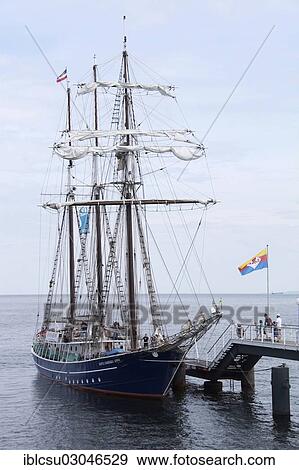"The three-masted traditional rig sailing ship Santa Barbara Anna moored at the pier in the seaside resort of Heringsdorf, Heringsdorf, Usedom, Mecklenburg-Western Pomerania, Germany, Europe" View Large Photo Image Stock Photo - "The three-masted traditional rig sailing ship Santa Barbara Anna moored at the pier in the seaside resort of Heringsdorf, Heringsdorf, Usedom, Mecklenburg-Western Pomerania, Germany, Europe". Fotosearch