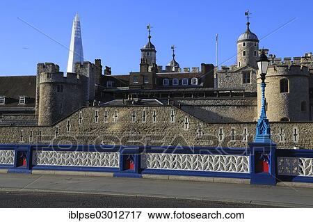 Stock Photo - "The Tower of London in front of The Shard, City of London, London, London region, England, United Kingdom, Europe". Fotosearch