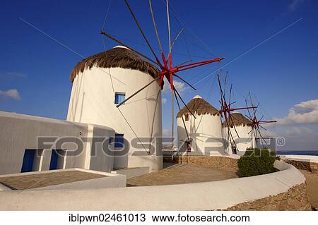 "The traditional Greek windmills of Mykonos Chora, Cyclades, Greece, Europe" View Large Photo Image Stock Image - "The traditional Greek windmills of Mykonos Chora, Cyclades, Greece, Europe". Fotosearch