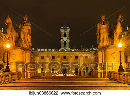 "The two Dioscuri or Castori, Castor and Pollux, design by Michelangelo, equestrian statue of Emperor Marcus Aurelius, Piazza del Campidoglio, Capitoline Hill, at night, Rome, Lazio, Italy, Europe" View Large Photo Image Stock Image - "The two Dioscuri or Castori, Castor and Pollux, design by Michelangelo, equestrian statue of Emperor Marcus Aurelius, Piazza del Campidoglio, Capitoline Hill, at night, Rome, Lazio, Italy, Europe". Fotosearch