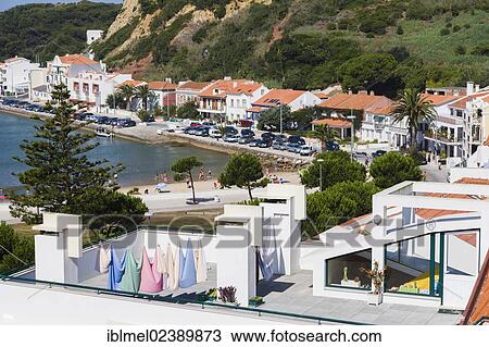 Stock Image - "The view from Largo Comendador Jose Bento da Silva, Sao Martinho do Porto, Alcobaca, Oeste, Leiria District, Portugal, Europe". Fotosearch