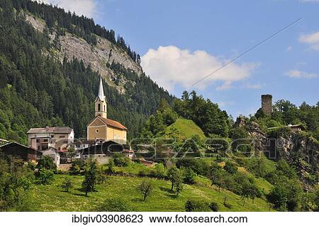 "The village church of Trin and the ruins of the Canaschal Castle, Trin, Canton of Graubunden, Switzerland, Europe" View Large Photo Image Stock Image - "The village church of Trin and the ruins of the Canaschal Castle, Trin, Canton of Graubunden, Switzerland, Europe". Fotosearch