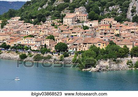 "The village of Bauduen at Lac de Sainte-Croix, Verdon Gorge, Gorges du Verdon, Var, Provence-Alpes-Cote d'Azur, France, Europe" View Large Photo Image Stock Image - "The village of Bauduen at Lac de Sainte-Croix, Verdon Gorge, Gorges du Verdon, Var, Provence-Alpes-Cote d'Azur, France, Europe". Fotosearch