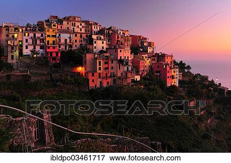 "The village of Corniglia with vineyards in the evening light, the monorail in the foreground, Corniglia, Cinque Terre, Liguria, Italy, Europe" View Large Photo Image Stock Photo - "The village of Corniglia with vineyards in the evening light, the monorail in the foreground, Corniglia, Cinque Terre, Liguria, Italy, Europe". Fotosearch