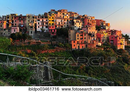 "The village of Corniglia with vineyards in the evening light, the monorail in the foreground, Corniglia, Cinque Terre, Liguria, Italy, Europe" View Large Photo Image Stock Photograph - "The village of Corniglia with vineyards in the evening light, the monorail in the foreground, Corniglia, Cinque Terre, Liguria, Italy, Europe". Fotosearch