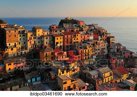 "The village of Manarola and the sea in the evening light, Manarola, Cinque Terre, Liguria, Italy, Europe" View Large Photo Image Stock Image - "The village of Manarola and the sea in the evening light, Manarola, Cinque Terre, Liguria, Italy, Europe". Fotosearch
