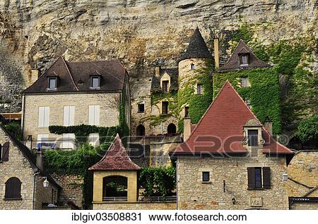 "The village with the manor house """"Manoir de Tarde"""" in La Roque-Gageac, La Roque-Gageac, Dordogne, Aquitanien, France, Europe" View Large Photo Image Stock Image - "The village with the manor house """"Manoir de Tarde"""" in La Roque-Gageac, La Roque-Gageac, Dordogne, Aquitanien, France, Europe". Fotosearch