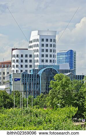 Stock Photograph - "The WDR building and the Gehry buildings, Medienhafen district, Duesseldorf, North Rhine-Westphalia, Germany, Europe". Fotosearch