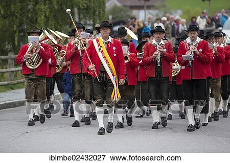 "The Weissensee marching band in traditional costumes performing at the Naturparkfest festival in Techendorf, Carinthia, Austria, Europe" View Large Photo Image Stock Photo - "The Weissensee marching band in traditional costumes performing at the Naturparkfest festival in Techendorf, Carinthia, Austria, Europe". Fotosearch