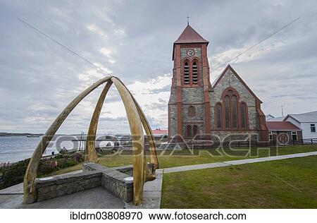 "The Whalebone Arch to commemorate the whalers perished at sea, Christ Church Cathedral at the back, Stanley, Falkland Islands, United Kingdom, South America" View Large Photo Image Stock Image - "The Whalebone Arch to commemorate the whalers perished at sea, Christ Church Cathedral at the back, Stanley, Falkland Islands, United Kingdom, South America". Fotosearch